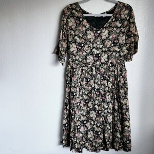 Vintage LA CERA Floral Romper Size S Roomy Fit Cotton Cottagecore Alt Moody